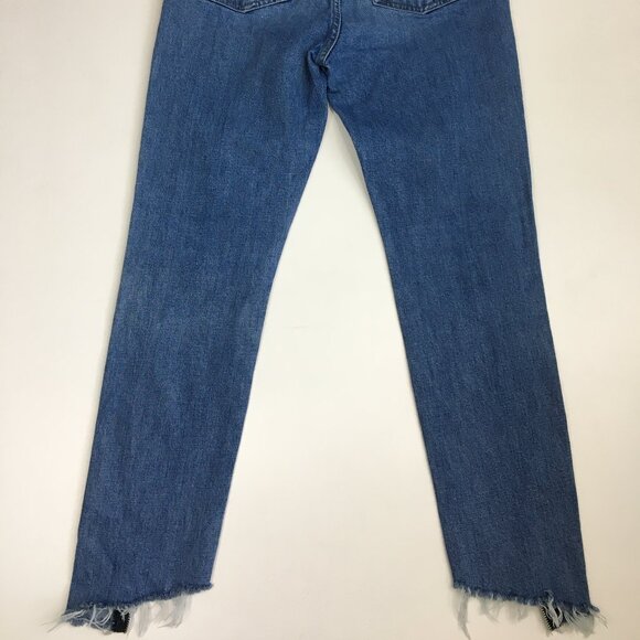 7 FOR ALL MANKIND Button Fly Josefina Raw Step Hem Zip Detail High Waist Jeans - Picture 12 of 12